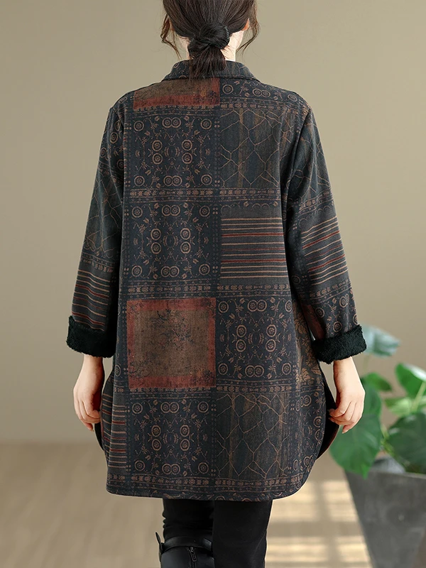 Caldo Thiened Fce Jaet da donna di media lunghezza coreano Sle Vintage cappotto ampio floreale capispalla invernale