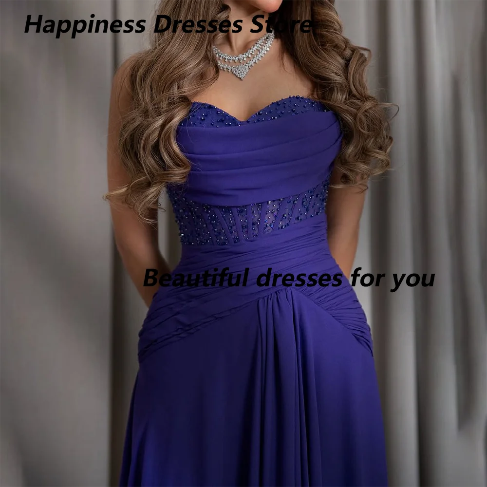 

Purple Evening Dress Customized Beading Sequined Sweetheart Sleeveless Evening Gowns Pleated A Line Formal Party Dresses Long