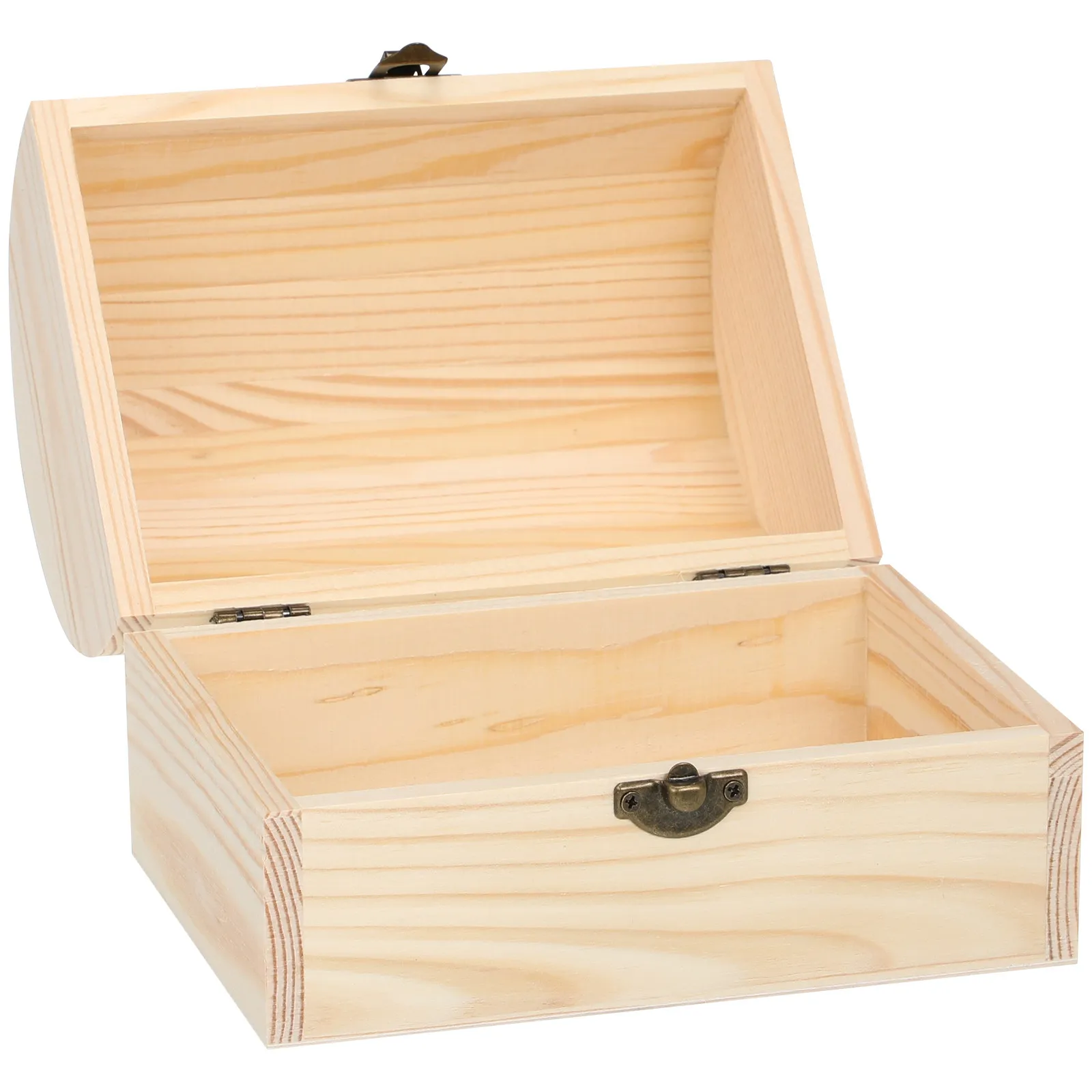 1Pcs Solid Wood Treasure Box Large Arc Design Wooden Storage