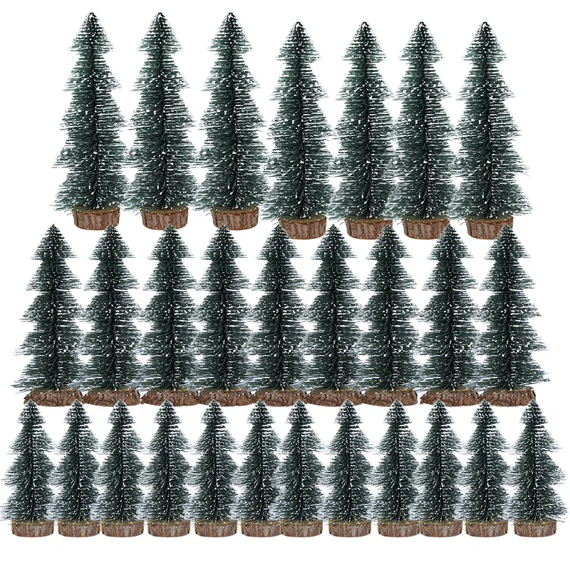 15/20/25cm Mini Christmas Trees Green Sisal Cedar Small Pine Tree For Home Desktop Miniature Ornament Navidad Xmas Decoration