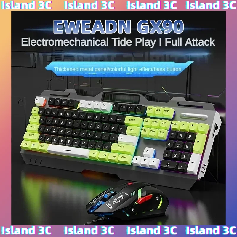 

Проводная механическая клавиатура EWEADN GX90, металлическая панель для киберспорта, RGB подсветка 26, без Conflict, аксессуары для игровых офисных ноутбуков, подарки