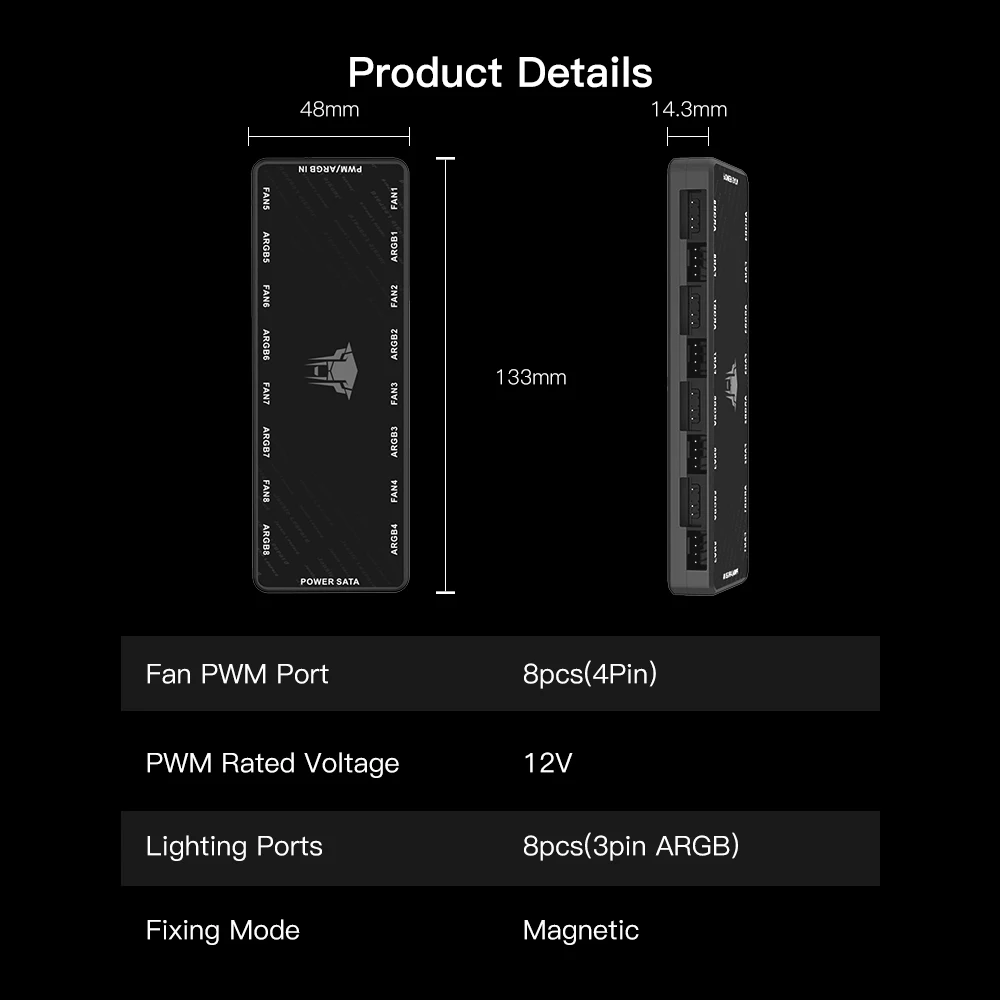 Jungle Leopard JL8 ARGB Fan 2-in-1 Hub HUB Hub 1/8 Port Expansion 3-Pin 5V Temperature Control PWM