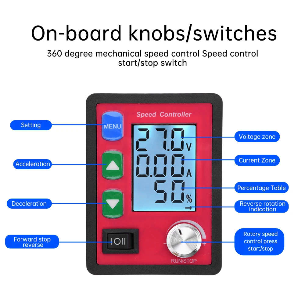 DC6-55V 15A PWM Wireless Remote Control Intelligent DC Brush Motor Speed Controller Forward Reverse adjustable