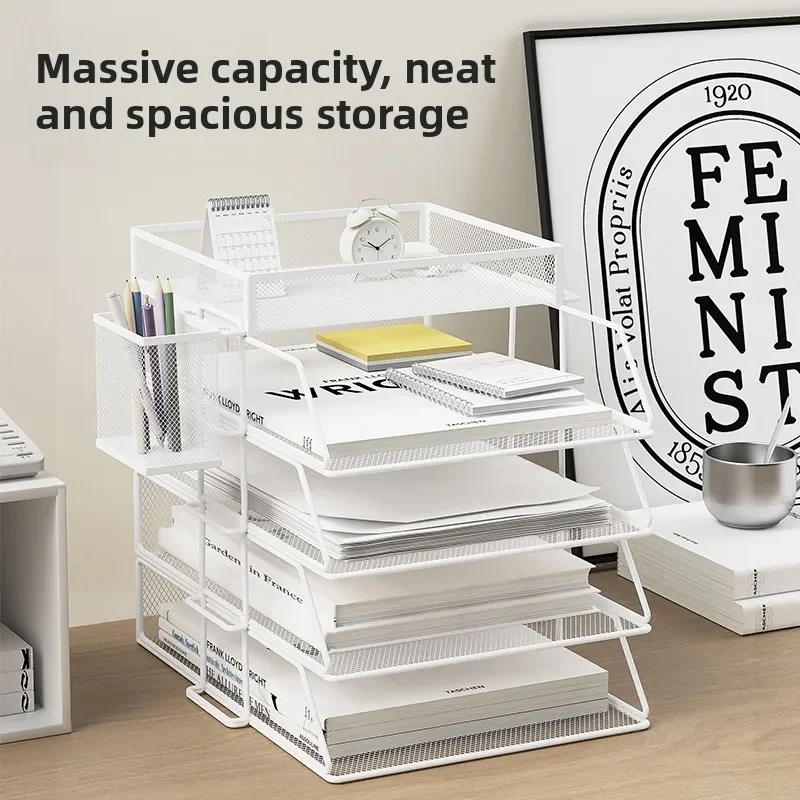 Office File Box Desktop A4 Document Organizer Stackable Laminated Papers Rack All-purpose Bathroom Storage Tray for Home