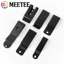 Meetee 5/10Pcs Black Metal Spring Buckles Belt Holster Sheath Clip Clasp for Pocket Wallet Key Hooker DIY Waist Clips with Screw