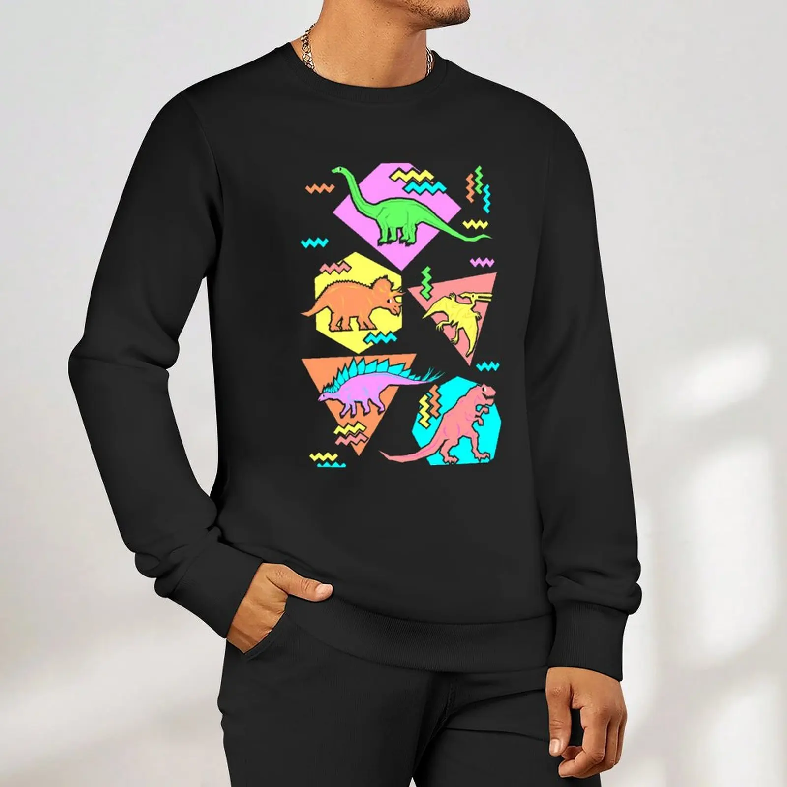 Sweat-shirt surdimensionné à motif de dinosaures pour hommes, chemises de protection, vêtements pour hommes, vêtements des années 90