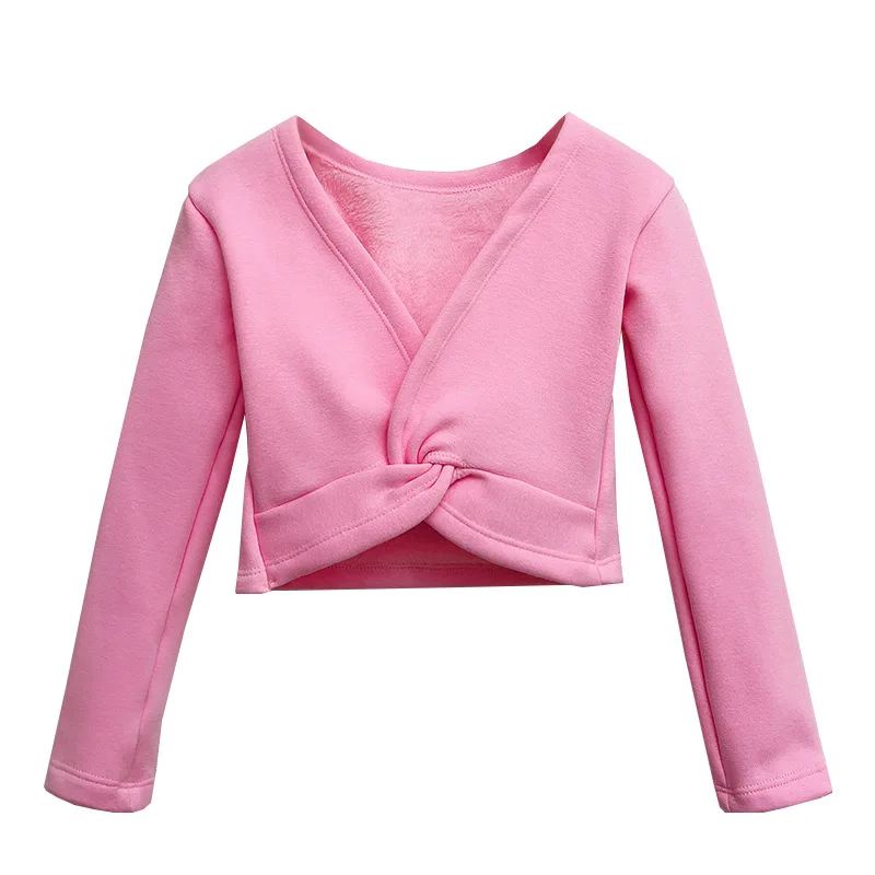 Cardigans de ballet ronds pour filles, justaucorps de danse épais, doux, sourire, croisé, chaud, automne, hiver