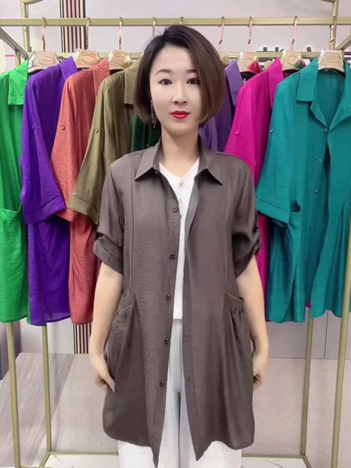 

Новый женский летний повседневный кардиган свободного кроя с рукавом три четверти, тонким воротником, средней длины, модный, открытый