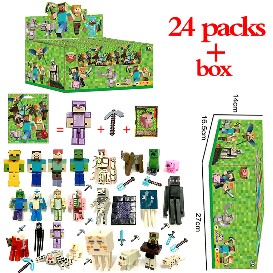 Gaming Console With Minecraft - Anime 1-24Pcs Minecrafts Blind Box Figures