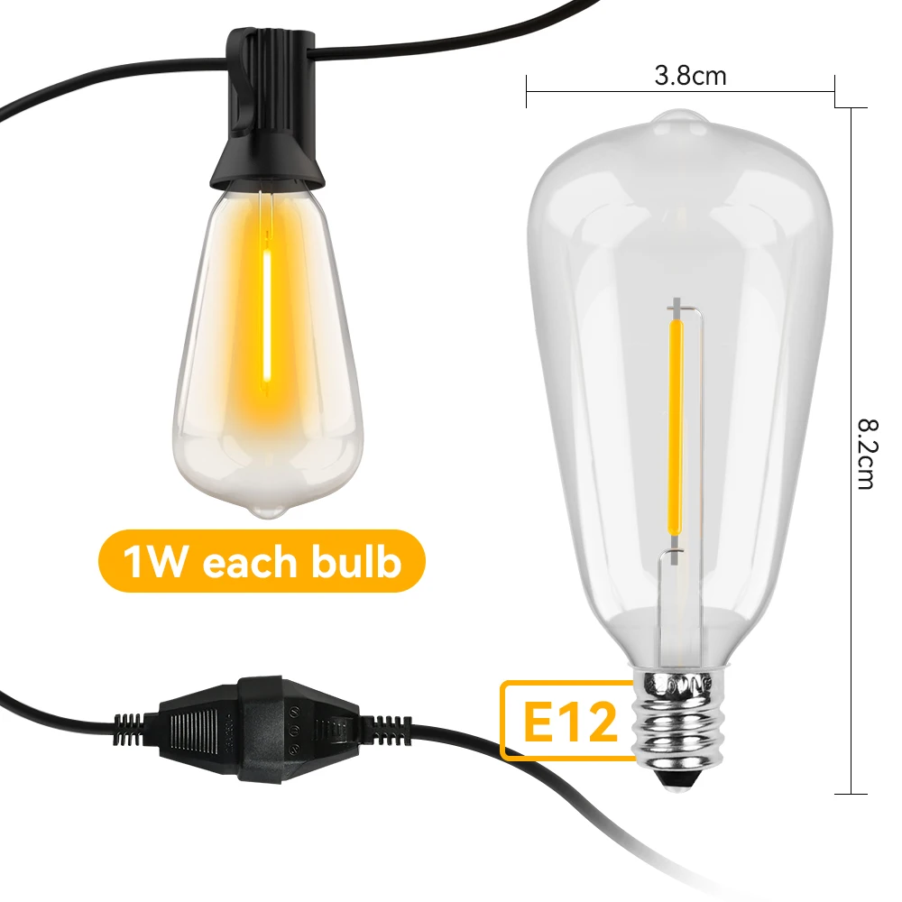 ST38 girlanda żarówkowa LED IP44 zewnętrzne oświetlenie świąteczne nietłukące girlanda LED bajkowe oświetlenie wspaniała dekoracja na wesele w ogrodzie