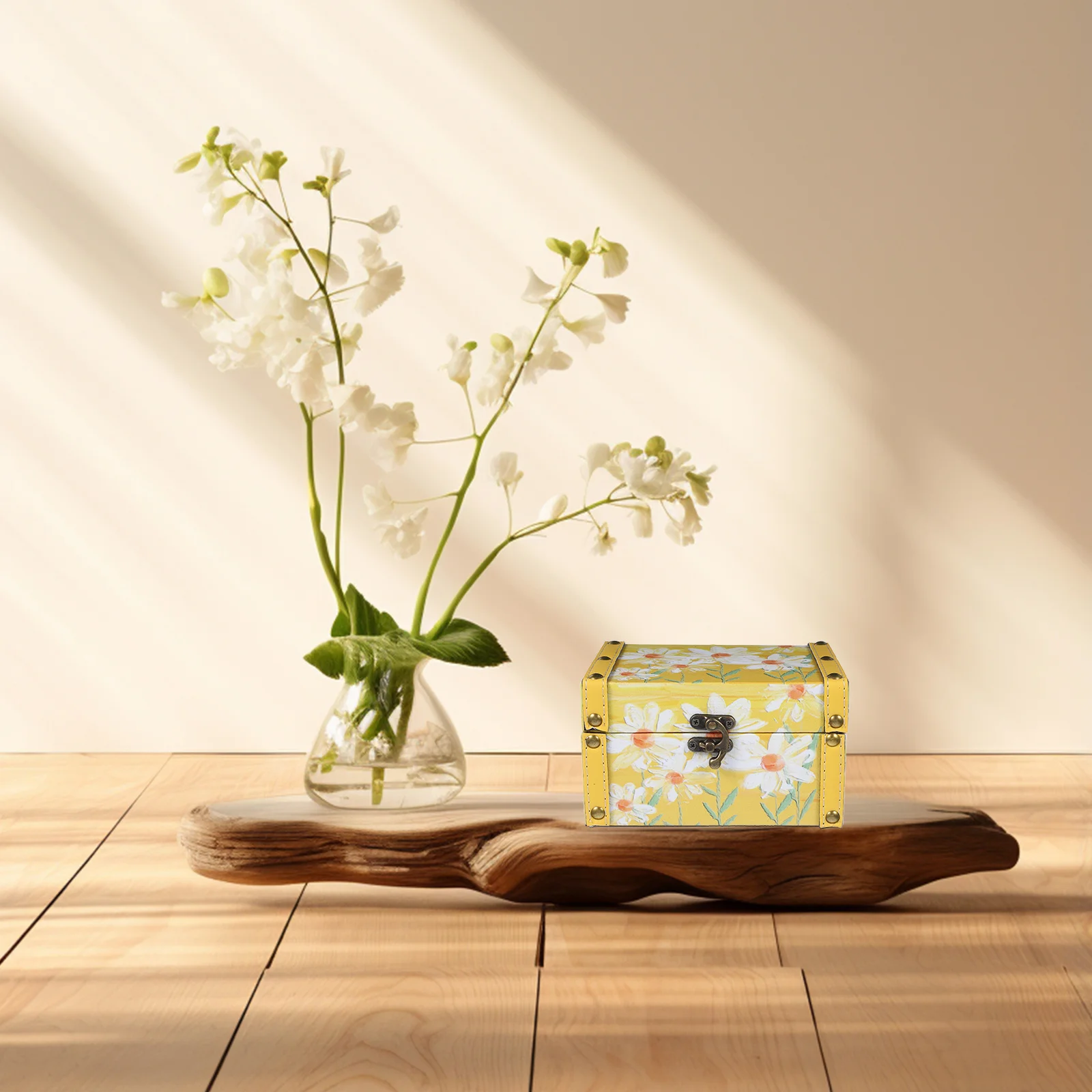 

Oil Painting Style Storage Box Vintage Wooden Jewelry Organizer Decorative Keepsake Treasure Chest Large Jewelry Case