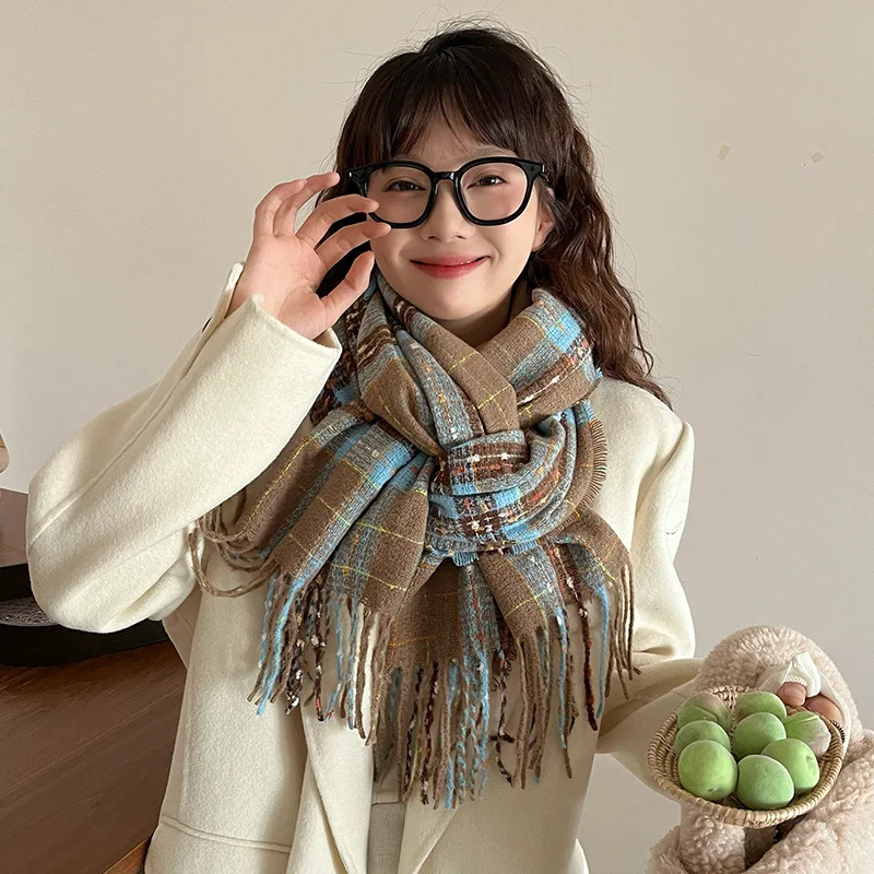 Gypsy! Light autumn retro soft non-neck scarf versatile imitation cashmere scarf women's winter high sense