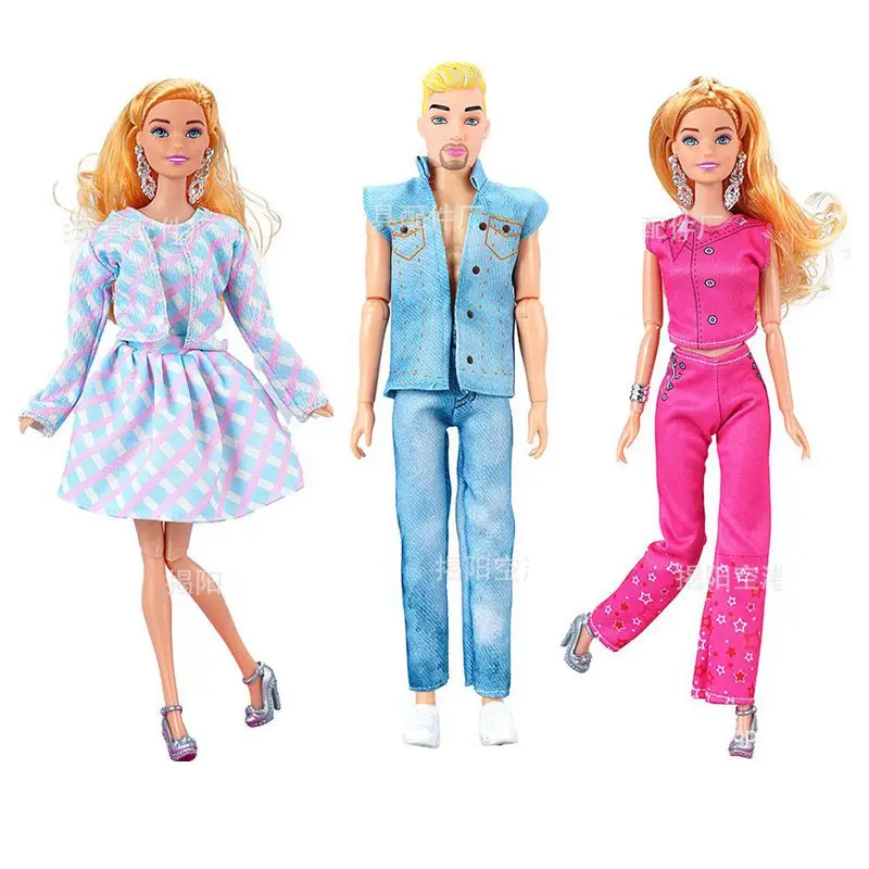 Fast Shipping Accessories Kawaii Items Fashion 4 Style Female Woman Dress +2 Style Male Man Ken Doll Clothes For Barbie DIY Game