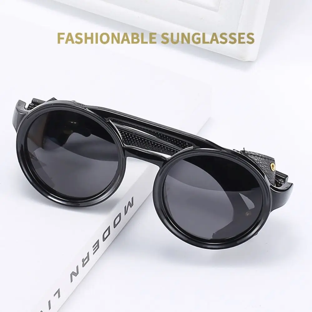 Photos Decoration Sun-Protective Round Sunglasses Outdoor Eyewear Punk Driving Glasses Black Shades Riding Goggles