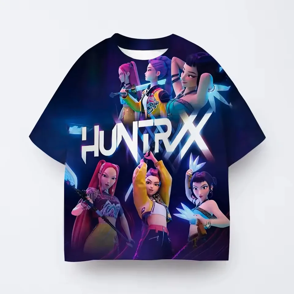 موضة عادية بنين بنات تي شيرت Kpop شيطان الصيادين ثلاثية الأبعاد تيشيرت مطبوع قميص الصيف س الرقبة قصيرة الأكمام بلايز الاطفال أنيمي الملابس