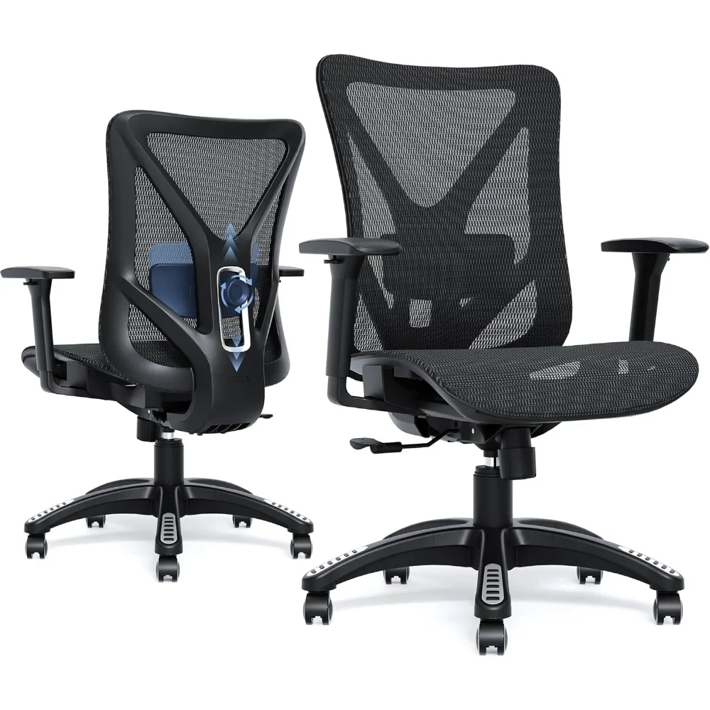 

Ergonomic Office Chair, Mesh Computer Desk Chairs with Adjustable Lumbar Support, 3D Armrests, Tilt Function, Comfy Wide Seat, S