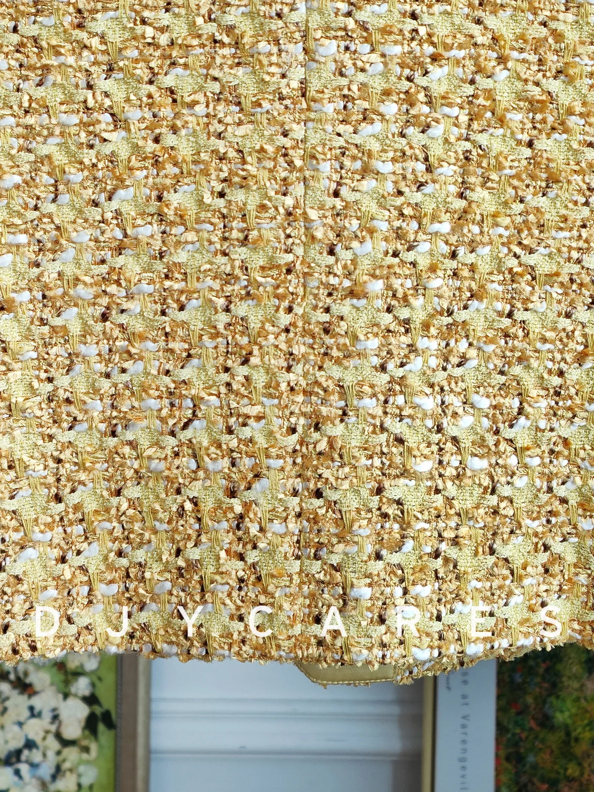 Nouveau À la mode col en v exquis blé or manteau floral mi-long haut grande taille