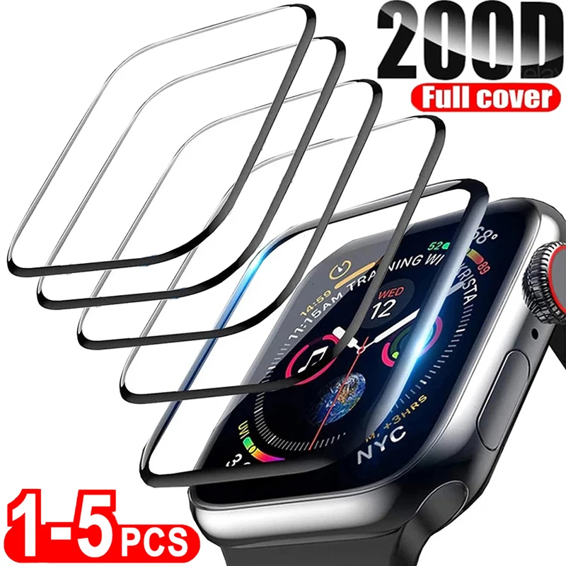 5pcs Screen Protectors For Apple Watch Ultra 9 8 7 41mm 45mm 49mm Soft Glass Protective Film iwatch se 6 5 4 38mm 42mm 40mm 44mm