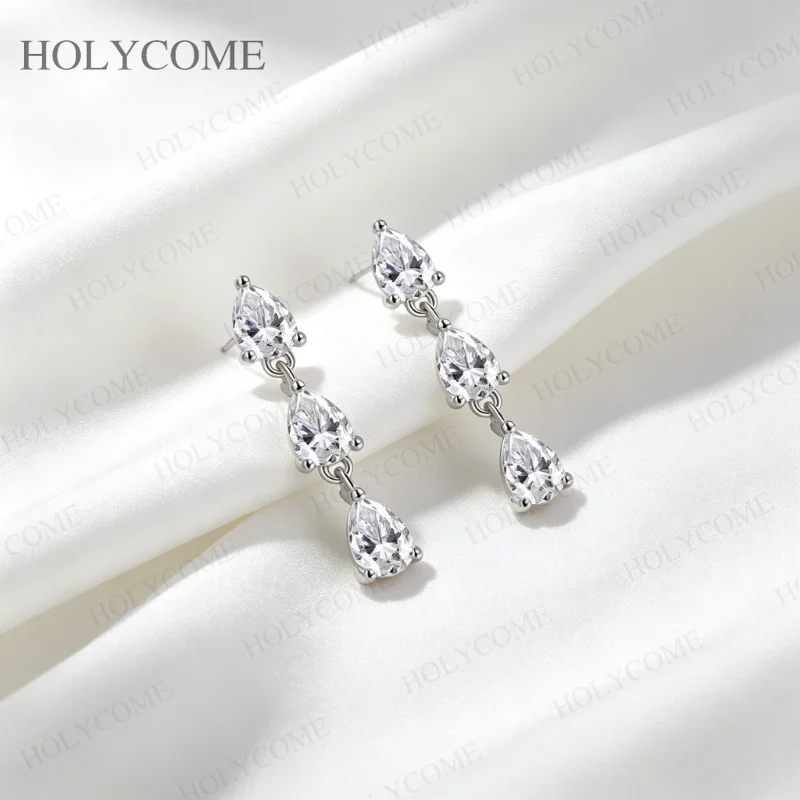 4x6mm Voll-Moissanit Tropfen-Ohrringe für Damen GRA-Zertifiziert 925 Sterling Silber 3-Stein Hängende Diamant-Ohrringe Jubiläumsgeschenke – Detail 10