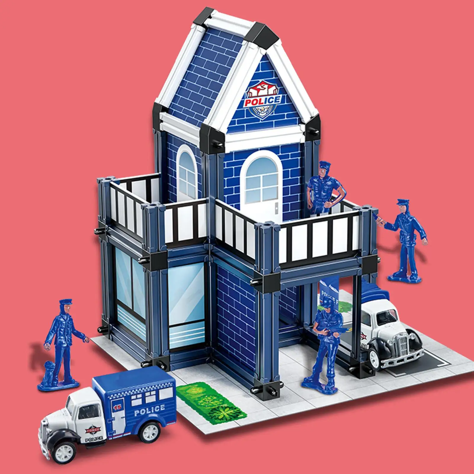 Kit De Construção De Delegacia De Polícia, Artesanato Pretend Play, Brinquedo Do Carro De Polícia, Modelo De Arquitetura, Micro Paisagem, Diorama Presente, Acessório