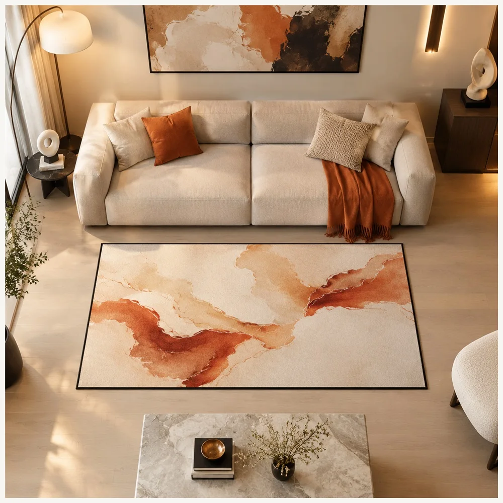 VIKAMA Abstract Watercolour Flow Door Mat, Non Slip Washable Flannel Rug, Nordic Floor Mat for Living Room, Boot Room