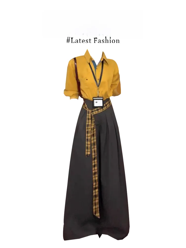 Parkyeon2026 Korean Style Long Sleeve Shirt High Waist Casual Pants Women's Fashionable Early Autumn Set High Quality Ladies'...