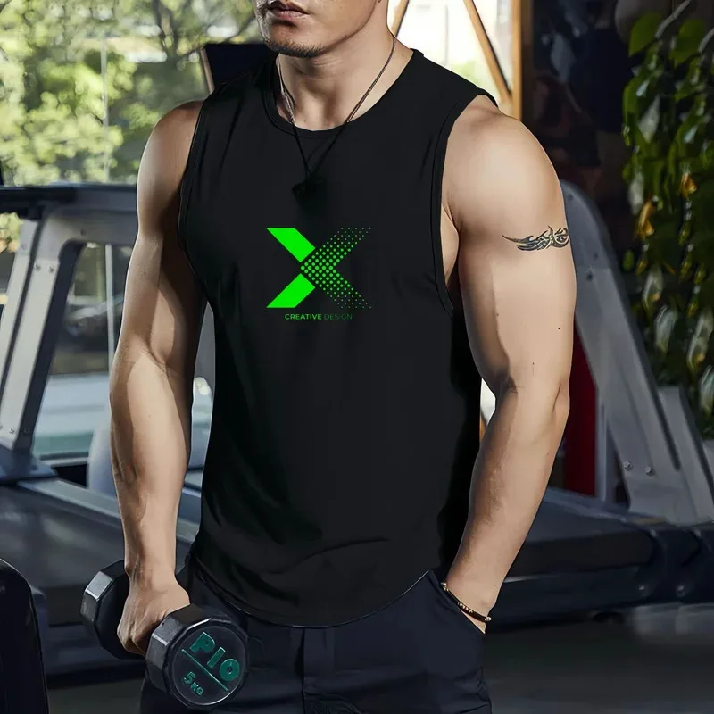 

Men's Quick-Dry Sports Vest Summer New Creative Street Print Sleeveless T-Shirt Breathable Basketball Training Wear Sport Shirt
