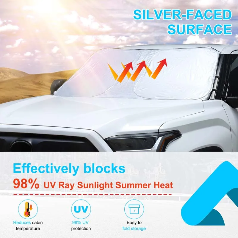 Outside Front Window Sun Shade For 2022-2026 Toyota Tundra Double Cab CrewMax Summer Winter Windshield Cover 1Pc