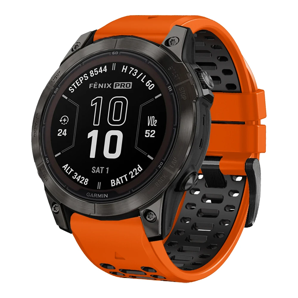 Ремешок спортивный двухцветный для Garmin Fenix 7 7X Pro 6X 6 5 5X Plus/Epix 2 47 мм 51 мм, 22 мм 26 мм