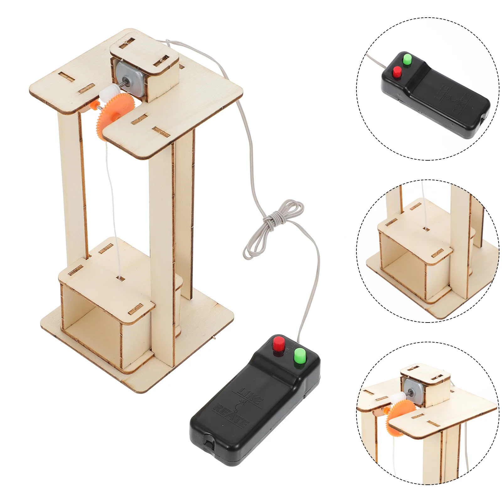 Teenager Wooden Elevator Function Principle Toys DIY Assembled Electric Lift Toys for Children Science Experiment Material Kits