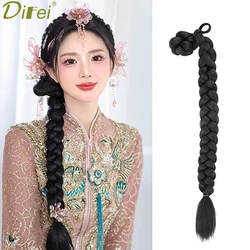 DIFEI-peluca sintética trenzada para mujer, cola de caballo, princesa china, trenza larga y Natural