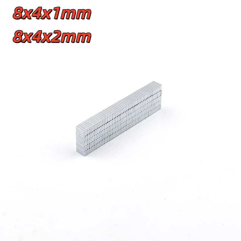 8x4x1 8x4x2mm Thin Powerful Block Magnets 8*4*1 8*4*2mm For Home Refrigerator,Office,DIY ,Fast Delivery 8x4x1mm 8x4x2mm