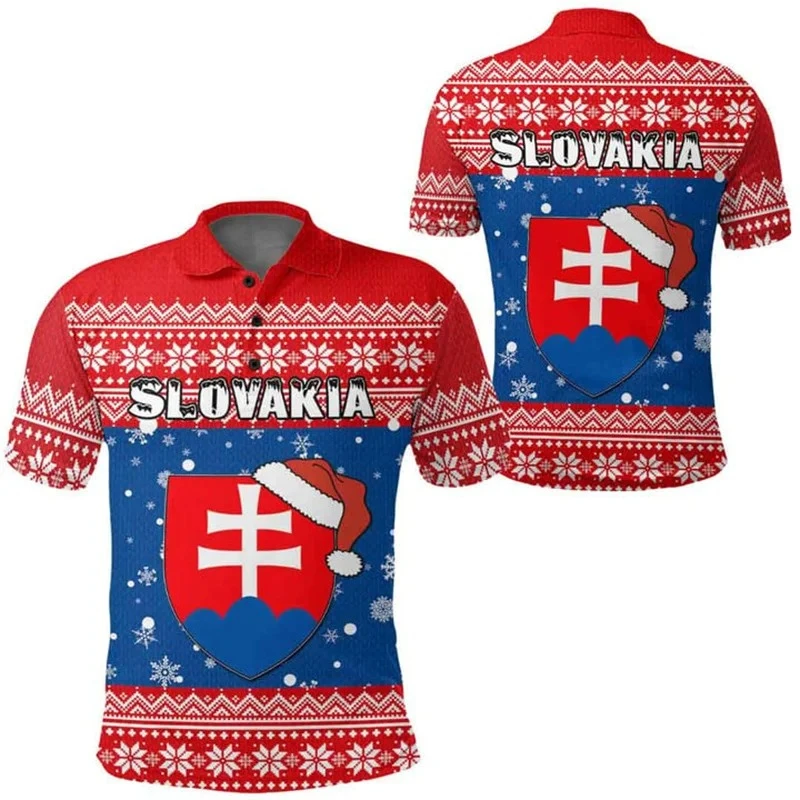 Slovakia Flag 3D Print Polo Shirt Men's Clothing Casual Short Sleeve Golf Shirts Fashion Street Harajuku Trend Man New Top 2025