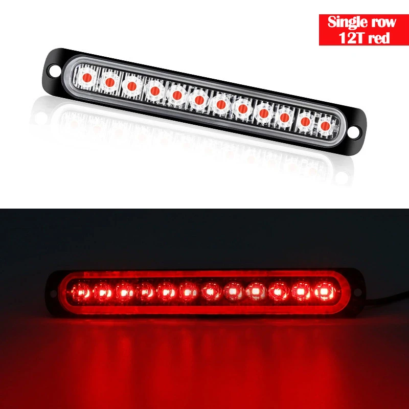 

12 LED Flashing Light Strip for Car Pickup Truck Forklift Side Warning Lights 24V Side Marker Lights with Error Correction