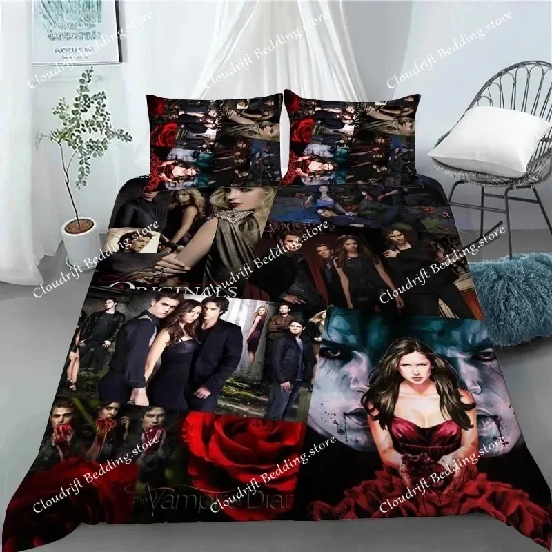 Damon salvatore The Vampire Diaries Duvet Cover Pillowcase Bedding Set Adult Bedroom Decoration Children Single Double Size026