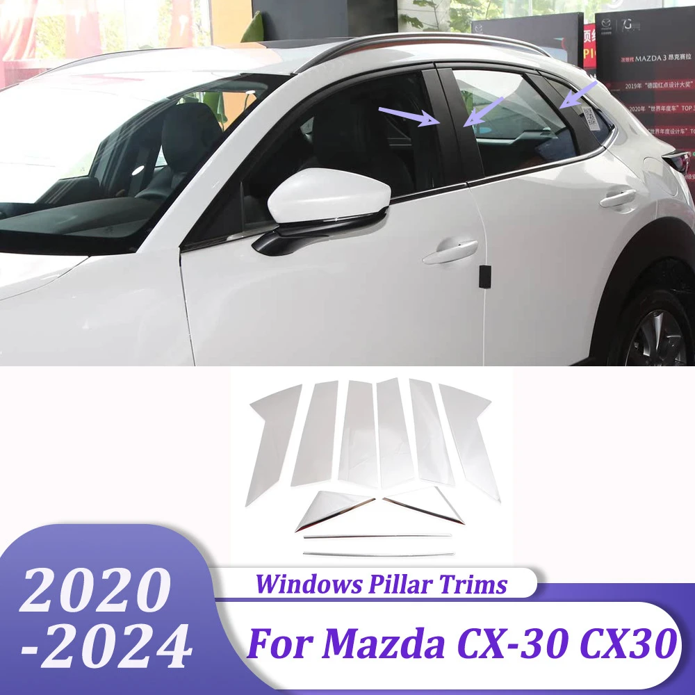 

Нержавеющая сталь, оконная рама автомобиля, центральные стойки, накладка, аксессуары для Mazda CX-30 CX30 2020 2021 2022 2023 2024