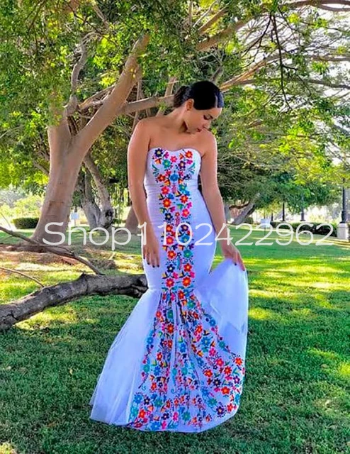 Mexican embroidered mermaid dress best sale