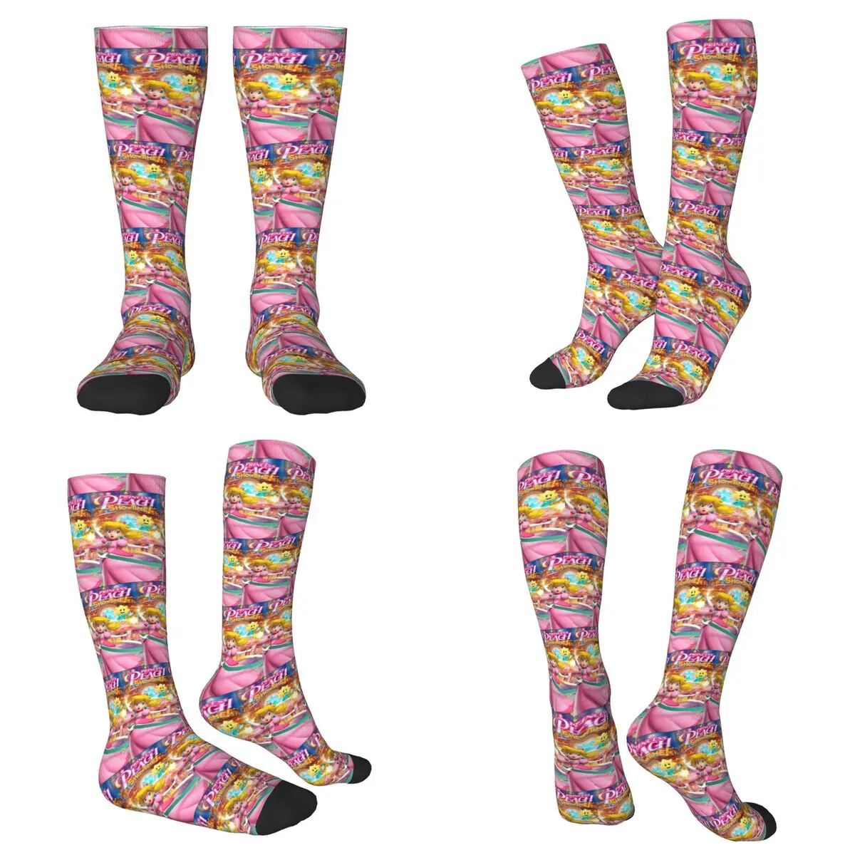 All Seasons Girls Peach Princess Print  Socks Harajuku Sport Middle Tube Socks Soft Funny Stockings for Men Women