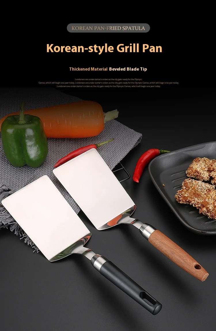 

Stainless Steel Cooking Spatula Iron Pan Pancake Turner Steak Knife Hand Pressed Pancake Pizza Tool Kitchen Utensil