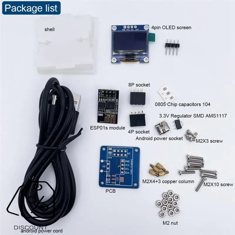 ABBN-ESP8266 Электронный комплект «сделай сам», мини-часы, OLED-дисплей, подключение с корпусом, проект пайки «сделай сам»