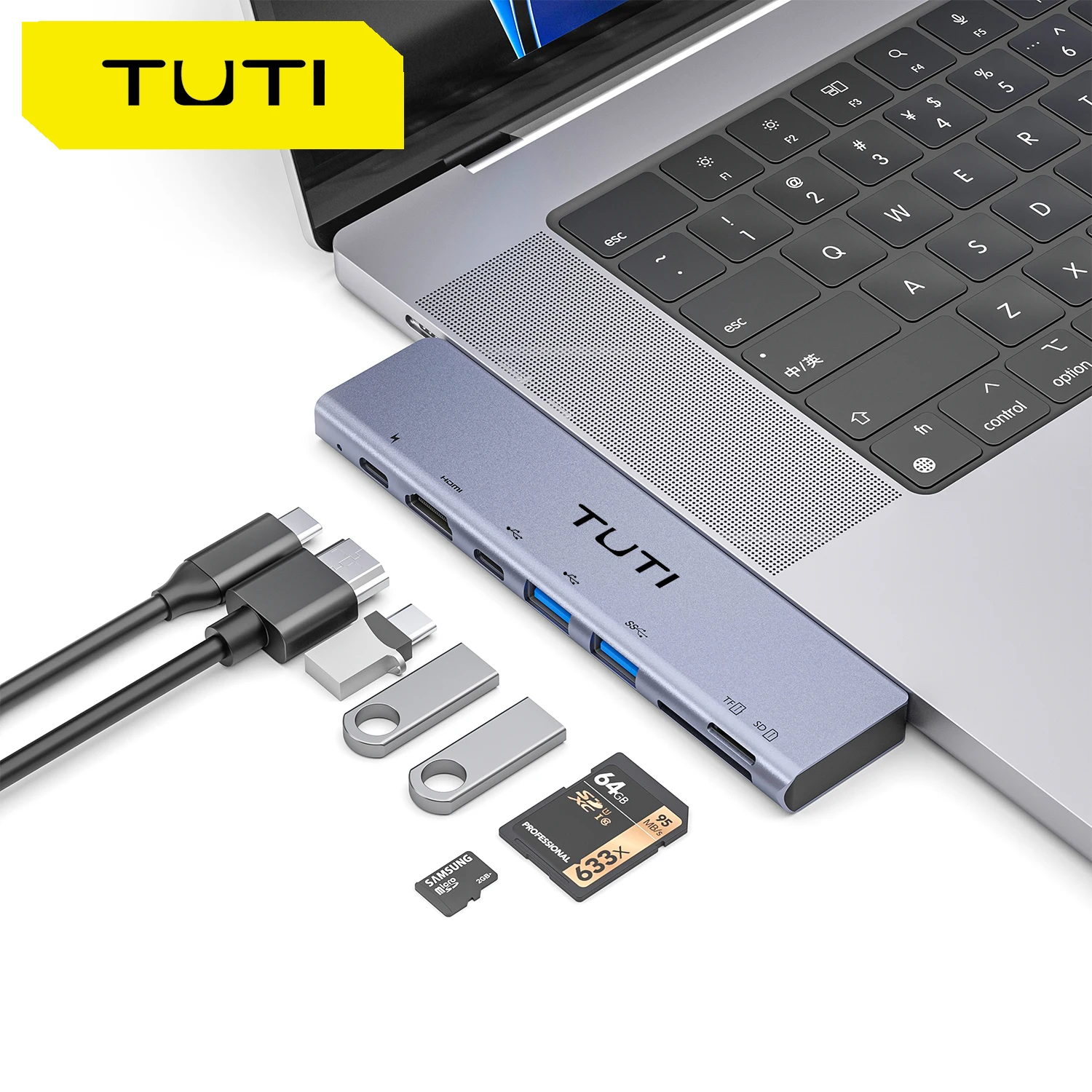 TUTI USB HUB USBC to USB 3.0 SD/TF Card Reader USB Aapter PD 100W Fast ChargeCharging TypeC HUB Splitter For Macbook Pro Samsung