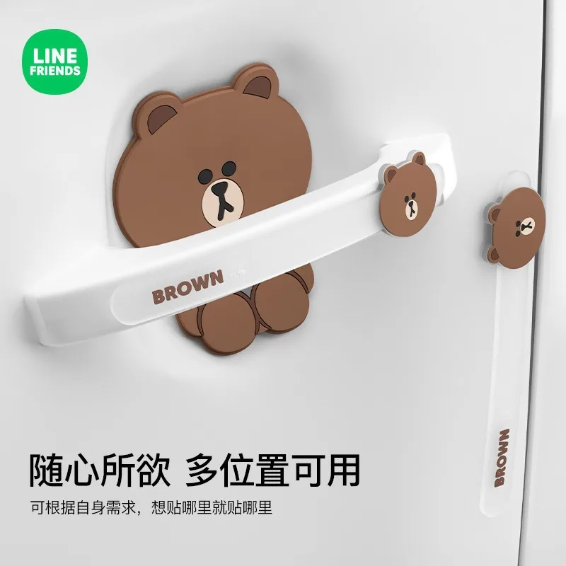 Kawaii Anime Brown Bear Car Door Handle Anti-collision Strip Anti-collision Sticker Door Edge Protection Strip Car Accessories