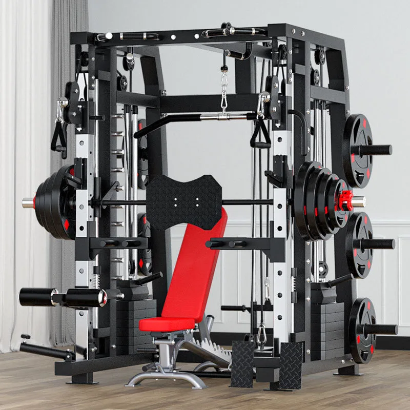 Commercial Smith Machine Set With 130kg Counterweights+100kg Weight Plates+Bench Free Shipping Door To Door Seller Pay Tax