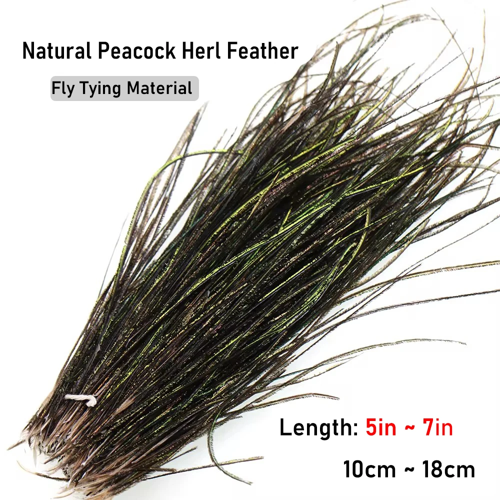 4g/pack 5″ ~ 7″ Natural Olive Green Peacock Herl Feather Fly Tying Material for Nymphs Wet Flies