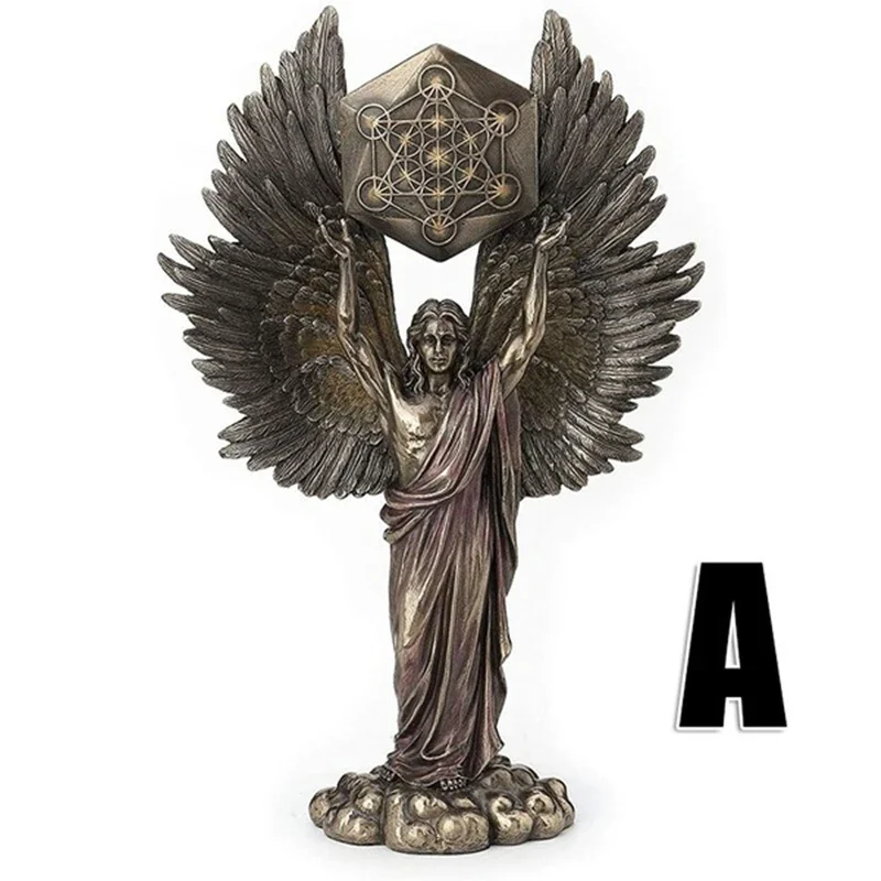 

Talmudic Judaism Metatron Angel Holding Sacred Flower of Life Geometric Statue,Angelic Celestial Scribe Prophet Enoch Figurine