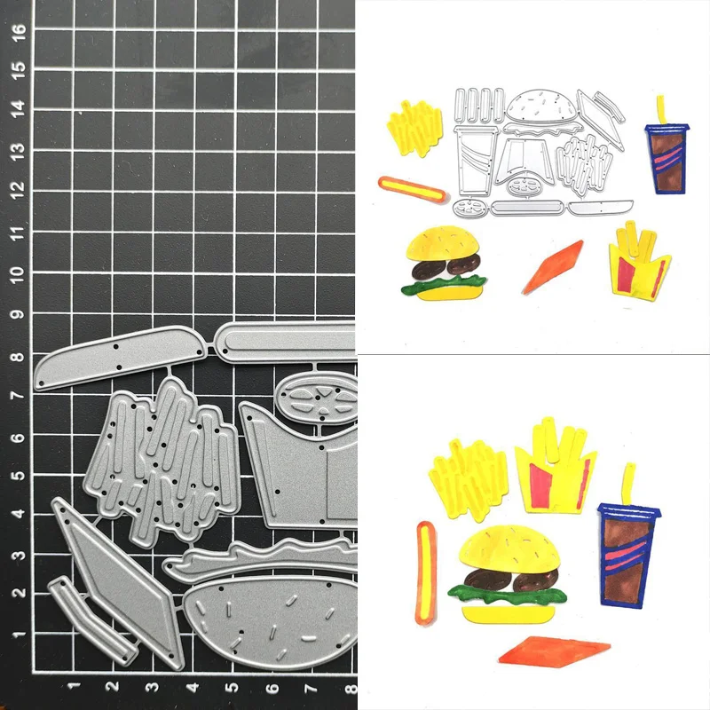 

Hamburg cola French fries Craft metal cutting dies cut die mold Scrapbook paper craft knife mould blade punch stencils dies
