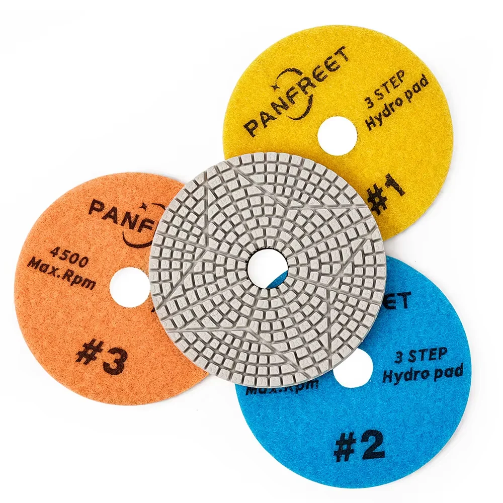 3pcs/set 4 inch 100mm Diamond Polishing Pads Wet/Dry for Granite Stone Concrete Marble Polishing and Grinding
