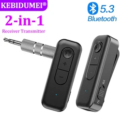 2 in 1 Bluetooth 5.3 Adapter Wireless Audio Music Receiver Bluetooth Transmitter 3.5mm AUX Adapter for Car TV Headphone Speaker