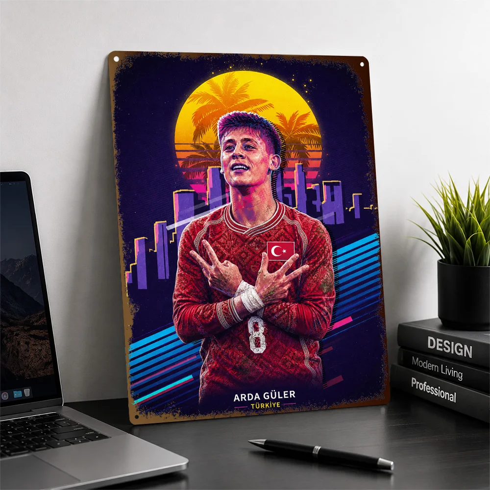 Arda Güler Football Textured Poster Personalized Aluminum Metal Sign Club Legacy Style Wall Art Ideal For Game Room Or Bedroom