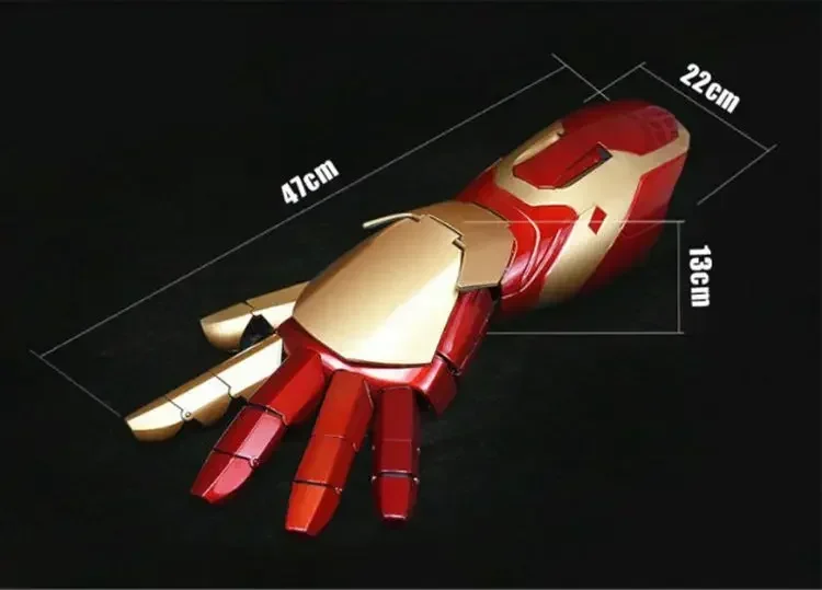 Alat Peraga Pesta Kostum Cosplay 1/1 Iron Man MK42 XLII Mainan Kucing Tangan Lengan Tantangan Blaster Dapat Dipakai Mark42 Bagian Cosplay Tangan Pelindung LED